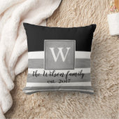 モノグラカスタムム枕セピアと白ストライプ色 クッション (ブランケット)