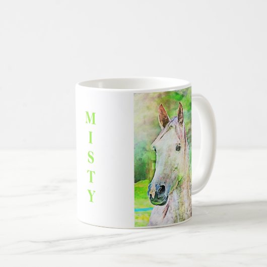 モノグラカスタムム水彩スタイル馬 コーヒーマグカップ (正面右)