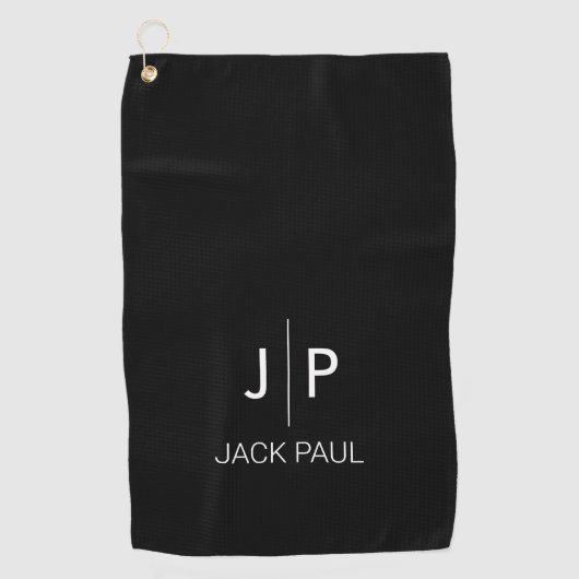 モノグラカスタムム白黒スタイリッシュクラシック ゴルフタオル (正面)