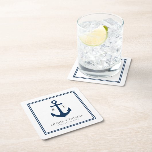 モノグラカスタムム縁どといかりの色航海の付け スクエアペーパーコースター (インサイチュ)