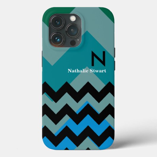 モノグラカスタムム黒シェブロン Case-Mate iPhoneケース (裏面)