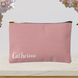 モノグラカスタムム、オーチャードピンクとスクリプトフォント アクセサリーポーチ