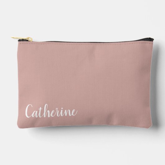 モノグラカスタムム、ピンクとスクリプトタイポグラフィ アクセサリーポーチ (正面)