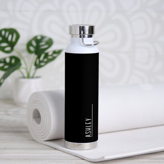 モノグラカスタムム、白黒モダン ウォーターボトル (ヨガ)