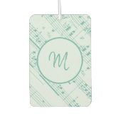 モノグラカッコいいムを使った緑と紫の楽譜 カーエアーフレッシュナー (正面)