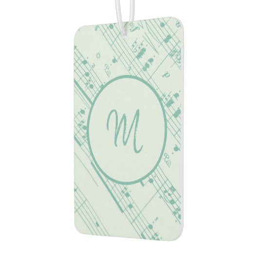 モノグラカッコいいムを使った緑と紫の楽譜 カーエアーフレッシュナー (左)