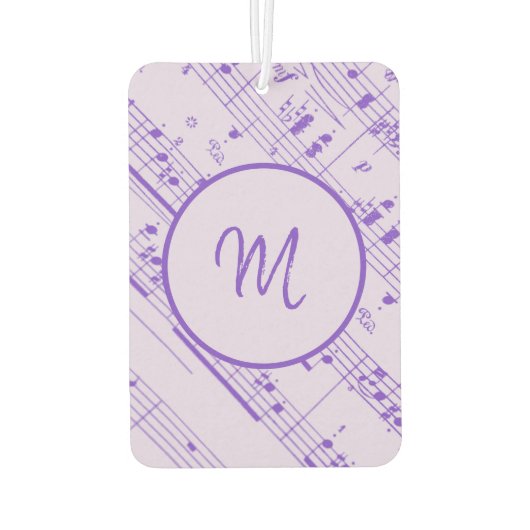 モノグラカッコいいムを使った緑と紫の楽譜 カーエアーフレッシュナー (裏面)