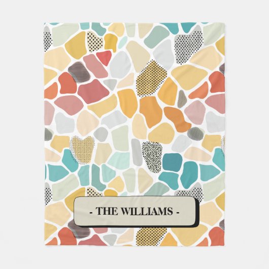 モノグラカラフルムの幾何学的 フリースブランケット (正面)