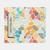 モノグラカラフルムの幾何学的 フリースブランケット (正面(横))