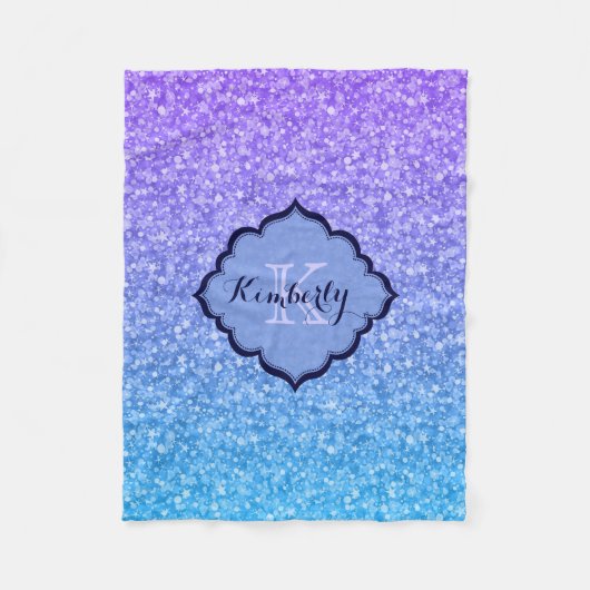 モノグラカラフルムグリッターとキラキラ模様 フリースブランケット (正面)