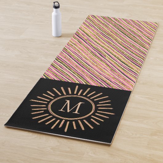 モノグラカラフルムシンプル金ゴールドピンクブラック ヨガマット (インサイチュ)