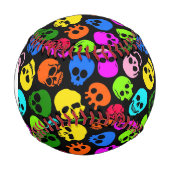モノグラカラフルムスカルパターン（黒） 野球ボール (正面)