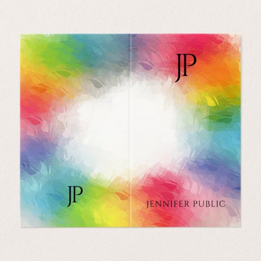 モノグラカラフルムモダンエレガントテンプレートトレンディー 名刺 (外部フラット)