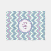 モノグラカラフルムレトロシボロンジグザグパターン フリースブランケット (正面(横))