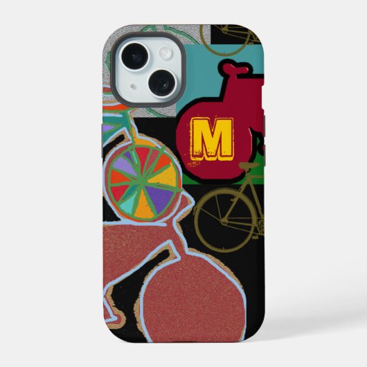 モノグラカラフルム付き自転車 iPhone 15ケース (裏面)