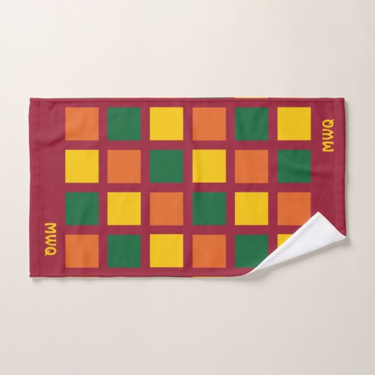 モノグラカラフルム幾何学二乗 バスタオルセット (ハンドタオル)