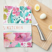 モノグラカラフルム水彩フローラコラージュ キッチンタオル (四つ折り)