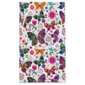 モノグラカラフルム蝶と花のパターン スモールペーパーバッグ (裏面)