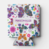 モノグラカラフルム蝶と花のパターン 缶クーラー (裏面)