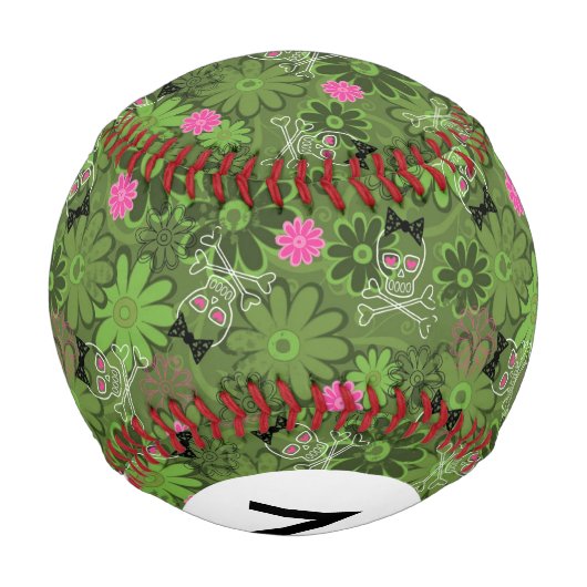 モノグラガーリームパンクスカルオンフラワー迷彩柄 野球ボール (裏面)