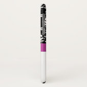 モノグラガーリームピンクリボン白黒ダマスク Case-Mate iPhoneケース (裏面/左)