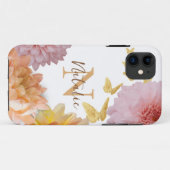 モノグラガーリーム花の写真エレガントピンク・ベージュ Case-Mate iPhoneケース (裏面(横))