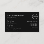 モノグラクラシックムとロゴ付きプレーン黒スタイリッシュ 名刺 (裏面)