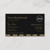 モノグラクラシックムとロゴ付きプレーン黒金ゴールド 名刺 (裏面)