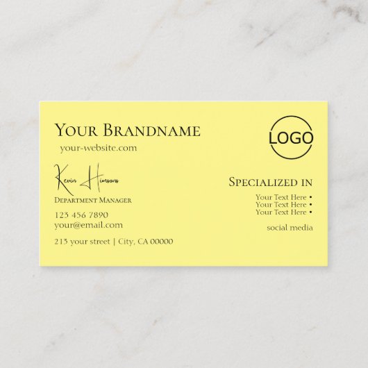 モノグラクラシックムとロゴ付き無地ブラックイエロー 名刺 (裏面)