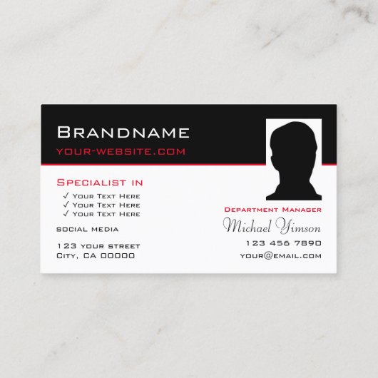 モノグラクラシックムと写真との白黒モダン 名刺 (裏面)