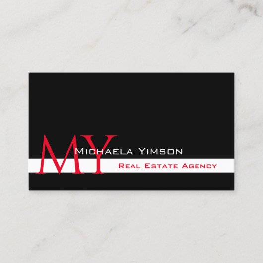 モノグラクラシックムと写真との白黒モダン 名刺 (正面)