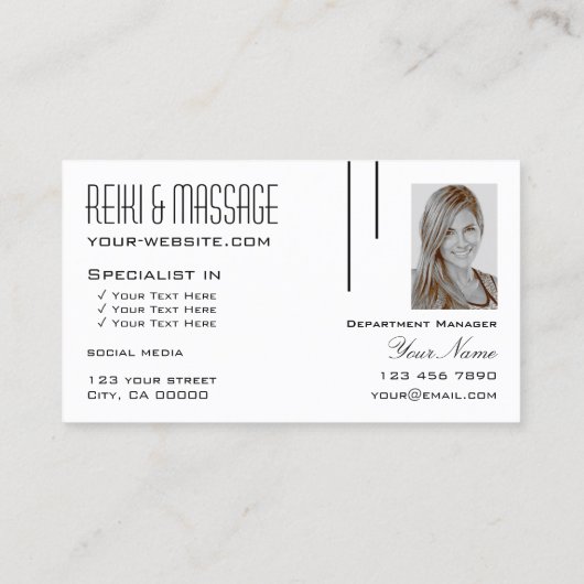 モノグラクラシックムと写真を持つ白いモダン 名刺 (裏面)