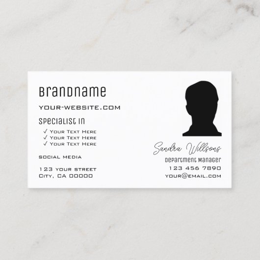 モノグラクラシックムのロゴと写真を含む白黒 名刺 (裏面)