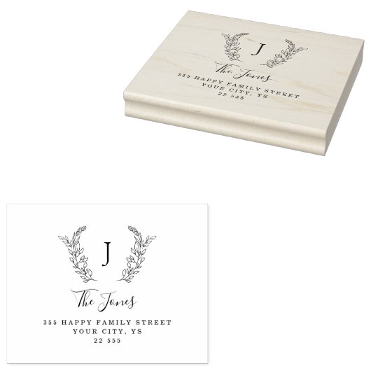 モノグラクラシックムエレガントカスタムファミリー名ゴム ラバースタンプ (押印)