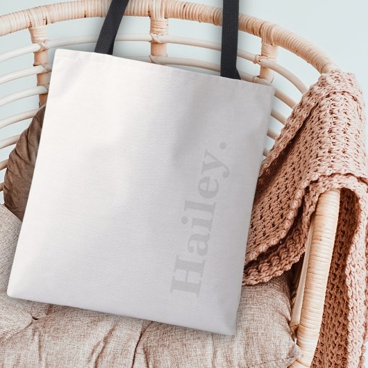 モノグラクラシックムエレガントミニマルアイボリー白名 トートバッグ