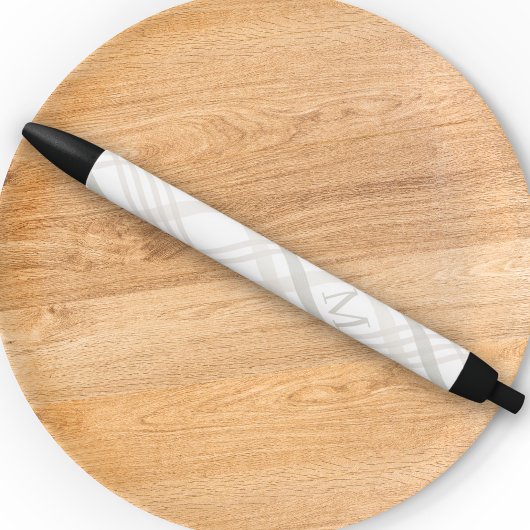 モノグラクラシックムエレガントミニマルイニシャルプレイド 黒ボールペン