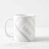 モノグラクラシックムエレガントミニマルホワイトプレイド名 コーヒーマグカップ (左)