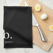 モノグラクラシックムエレガントミニマル白黒 キッチンタオル (四つ折り)