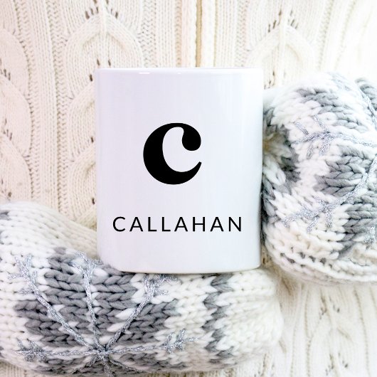 モノグラクラシックムエレガント2イニシャル白黒 コーヒーマグカップ