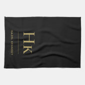 モノグラクラシックムシンプルエレガント金ゴールド キッチンタオル (横)