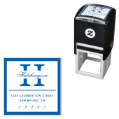 モノグラクラシックムタイポグラフィ |青い差出人住所 セルフインキングスタンプ (インサイチュ)