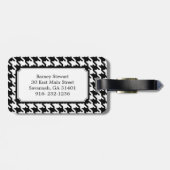 モノグラクラシックム付きの白黒千鳥格子のと黒 ラゲッジタグ (裏面横)