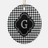 モノグラクラシックム付き千鳥格子の白黒 セラミックオーナメント (左)