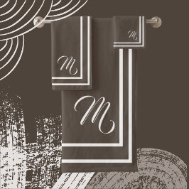 モノグラクラシックム化リッチダークブラウン/ホワイト バスタオルセット