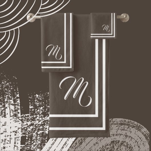 モノグラクラシックム化リッチダークブラウン/ホワイト バスタオルセット