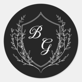 モノグラクラシックム結婚の紋章の白黒 ラウンドシール