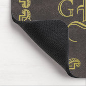 モノグラクラシックム金ゴールド枠アンティーク皮ファンシー革 マウスパッド (コーナー)