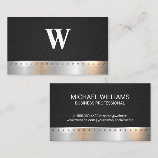 モノグラクラシックム |レザーメタルリベット 名刺 (正面/裏面)