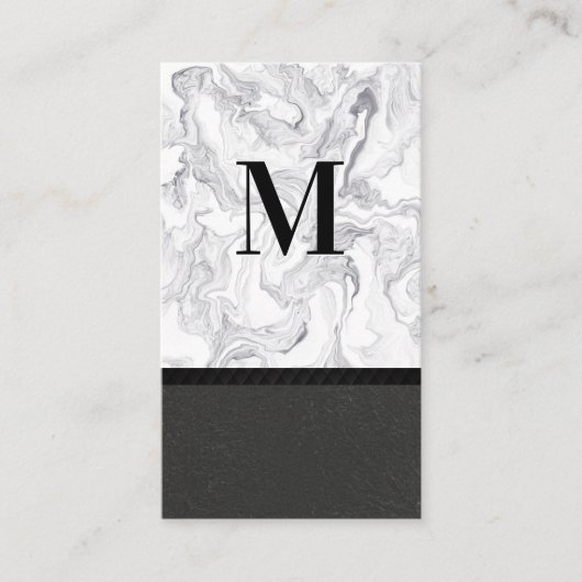 モノグラクラシックム |大理石モダン石 |黒いテクスチャ 名刺 (正面)