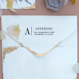 モノグラクラシックム |明るい赤紫色イニシャル差出人住所 セルフインキングスタンプ